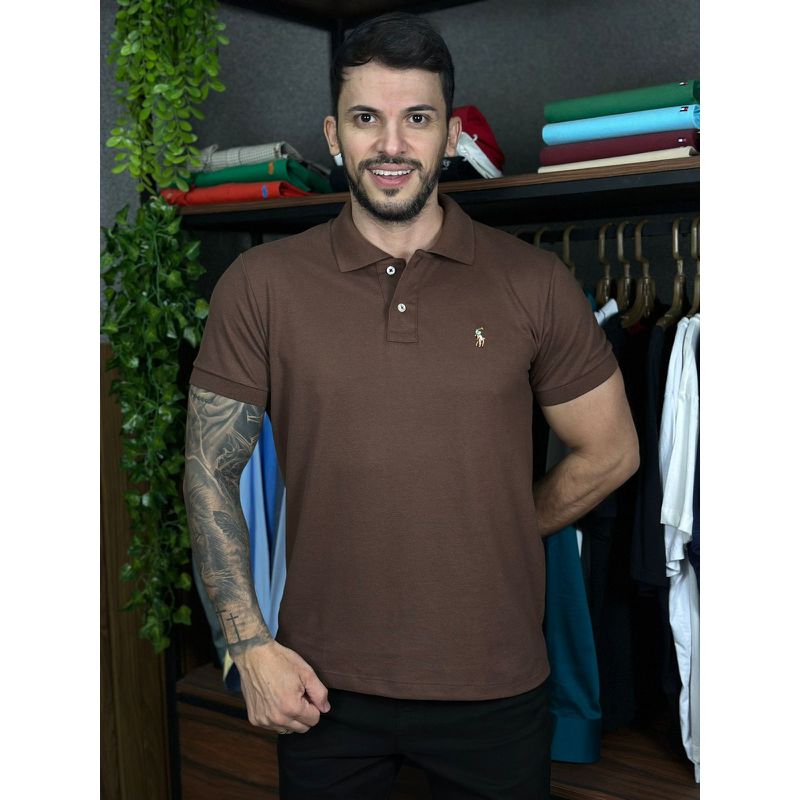 Polo PRL Marrom - A-7104 - PORTAL DROP - ATACADO