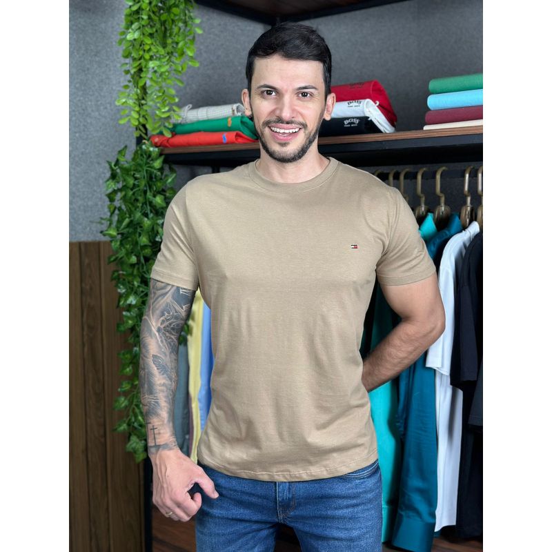 Camiseta TH Caqui - C-7164 - PORTAL DROP - ATACADO