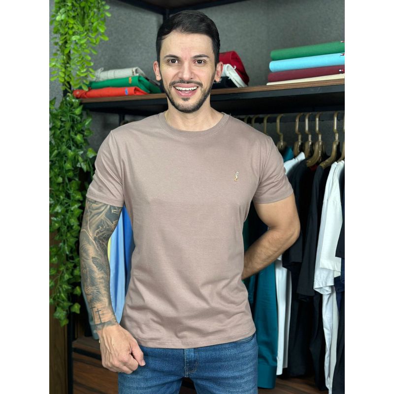 Camiseta PRL Marrom Claro - C-7193 - PORTAL DROP - ATACADO