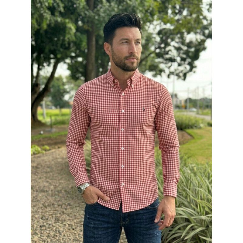 Camisa Manga Longa PRL Xadrez vermelho - 8167 - PORTAL DROP - ATACADO