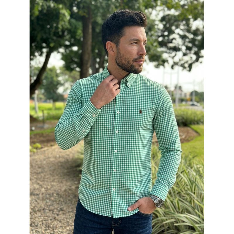 Camisa Manga Longa PRL Xadrez verde - 8173 - PORTAL DROP - ATACADO