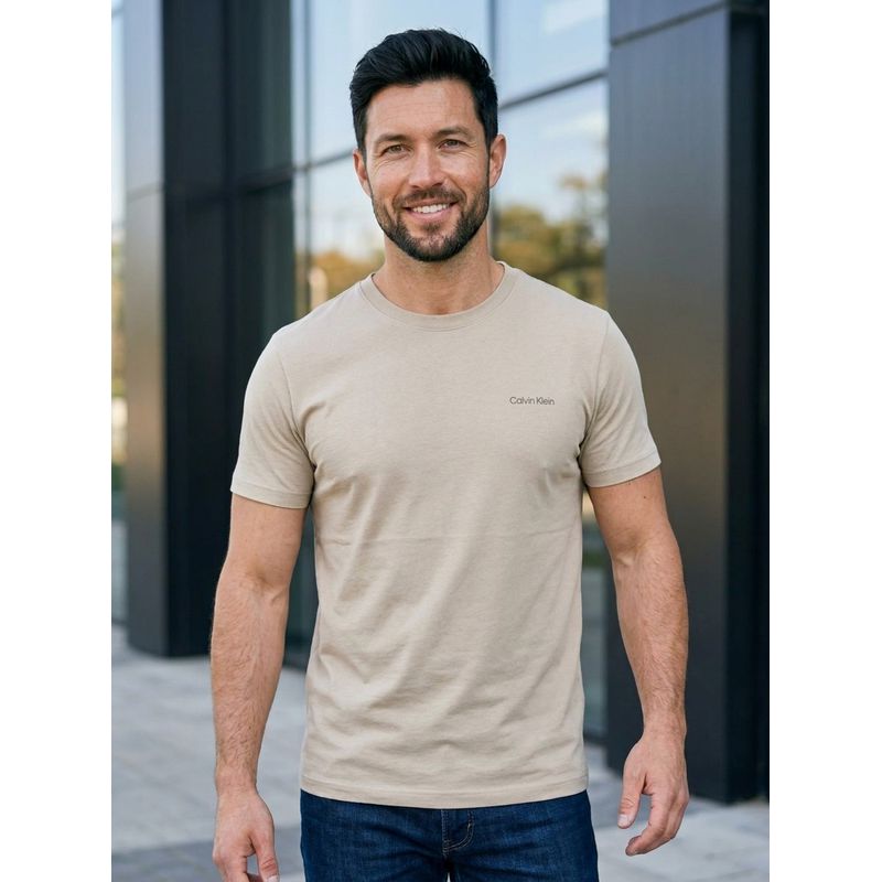 Camiseta CK Bege - C-8346 - PORTAL DROP - ATACADO