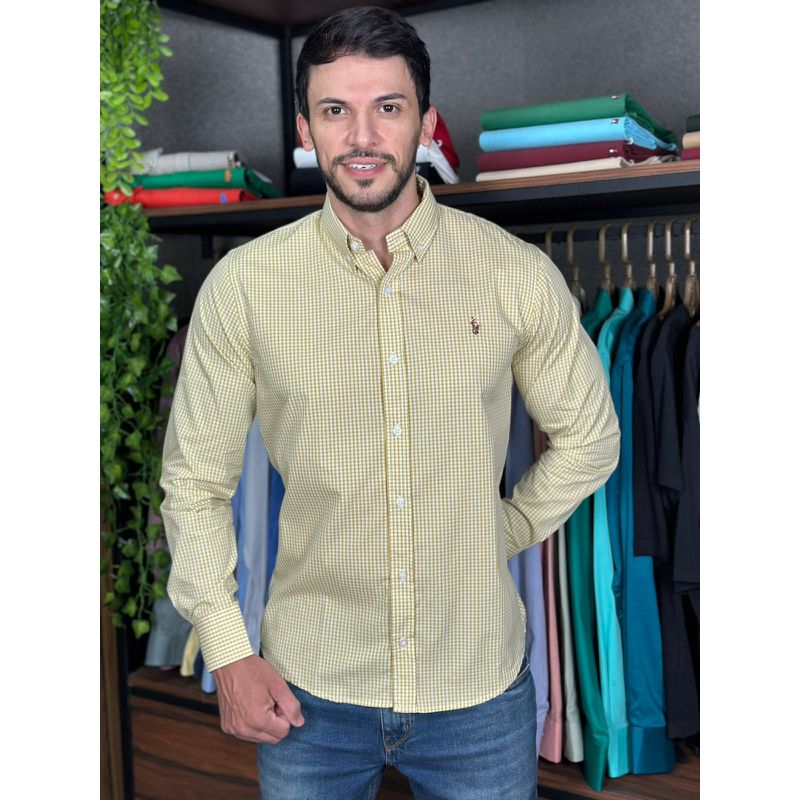 Camisa Manga Longa PRL Xadrez Amarelo - 43151 - PORTAL DROP - ATACADO