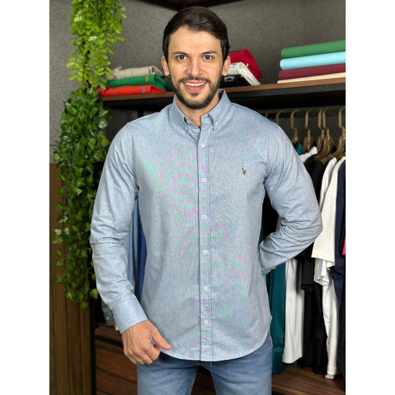 Camisa Manga Longa PRL Azul - 43328 - PORTAL DROP - ATACADO
