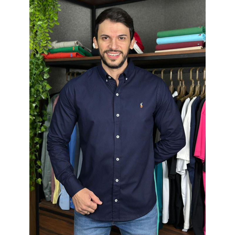 Camisa Manga Longa PRL Azul - 43315 - PORTAL DROP - ATACADO