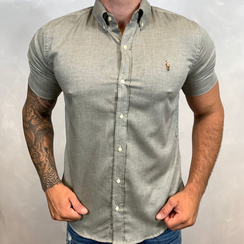 Camisa Manga Curta PRL Cinza⭐ - 30163 - PORTAL DROP - ATACADO
