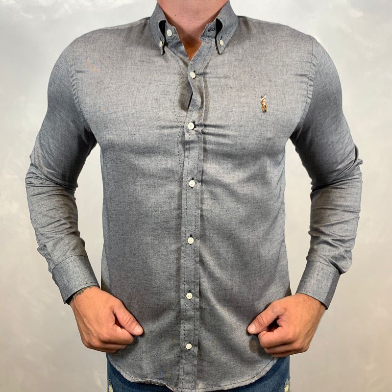 Camisa Manga Longa PRL Cinza⭐ - 40357 - PORTAL DROP - ATACADO