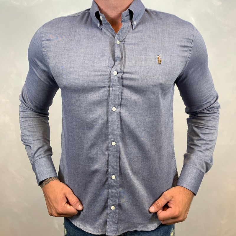 Camisa Manga Longa PRL Cinza⭐ - 40368 - PORTAL DROP - ATACADO