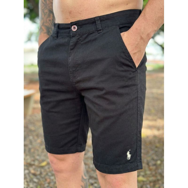 Bermuda Sarja PRL preto - 8681 - PORTAL DROP - ATACADO