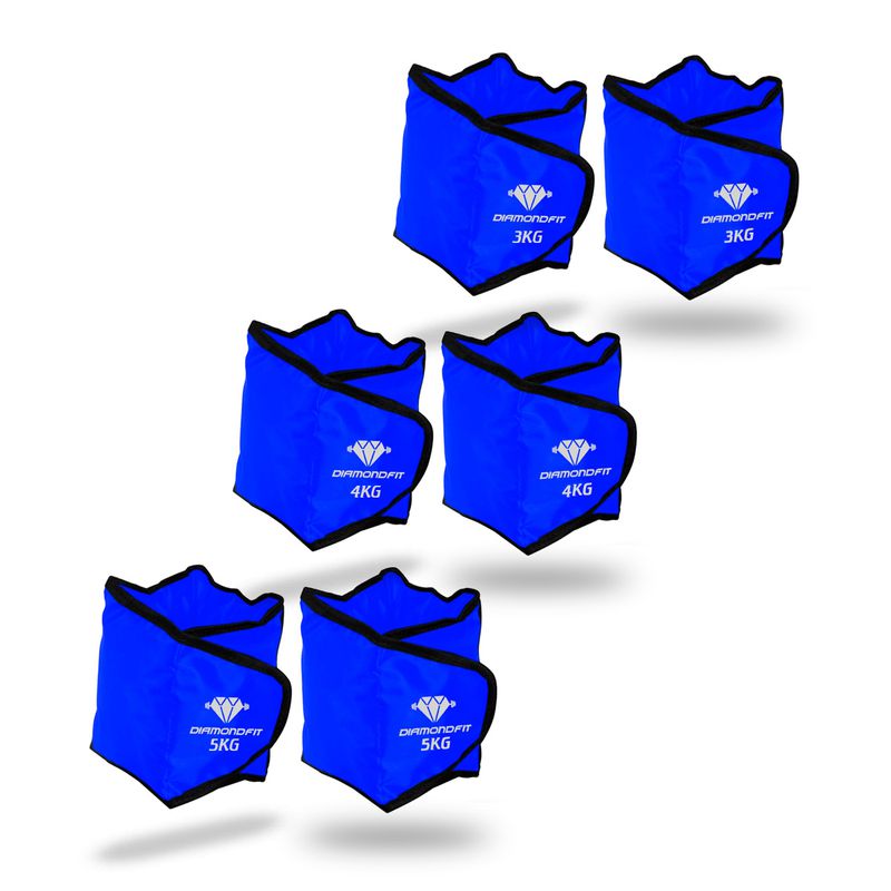Kit 3 Pares de Caneleira de Peso Para Perna de 2kg... - Diamond Fit