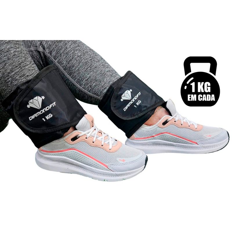 Par de Caneleira Tornozeleira Peso 1Kg - Diamond Fit