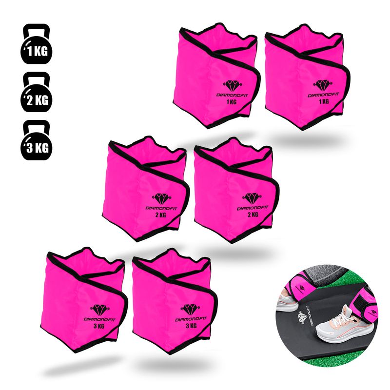 Kit 3 Pares de Caneleira de Peso Para Perna de 1kg... - Diamond Fit