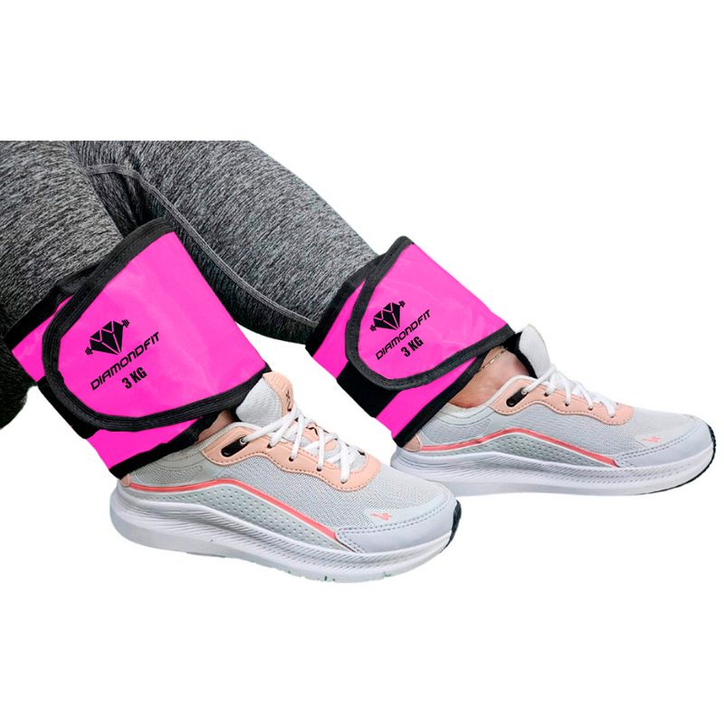 Par de Caneleira Peso 3kg Rosa Treinar pernas Trei... - Diamond Fit