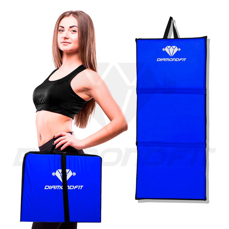 Colchonete Dobrável Maleta Azul Academia Fitness A... - Diamond Fit