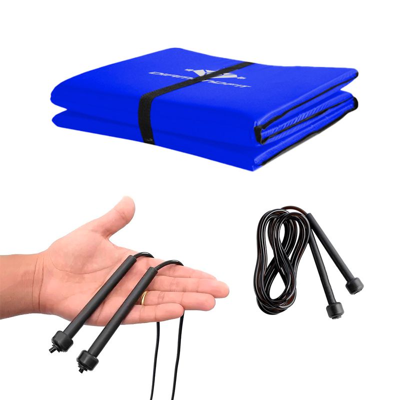 Colchonete Dobrável D50 Maleta + Corda de Pular Mu... - Diamond Fit