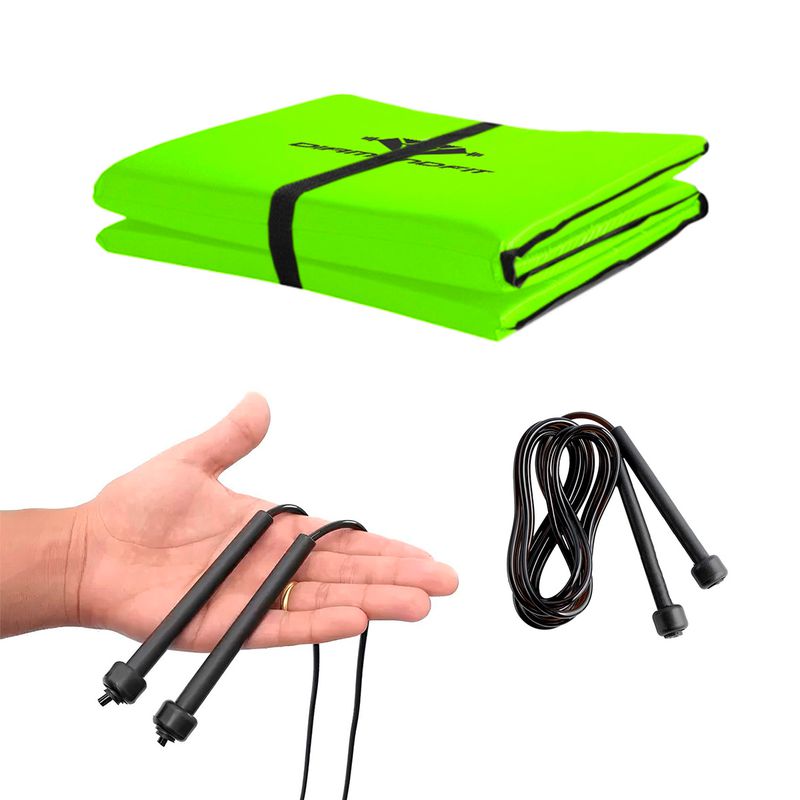 Colchonete Dobrável D50 Maleta + Corda de Pular Mu... - Diamond Fit