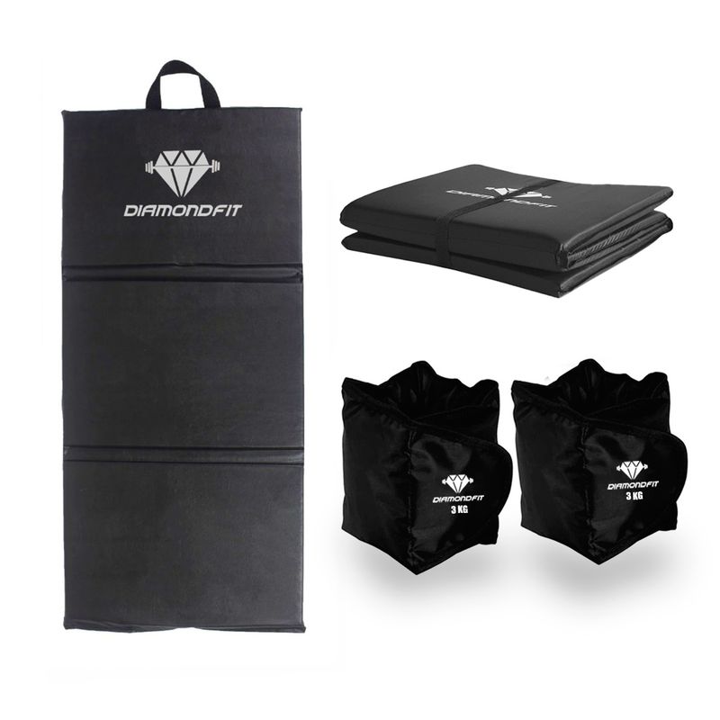 Kit Colchonete Dobrável D50 Academia Maleta + Par ... - Diamond Fit