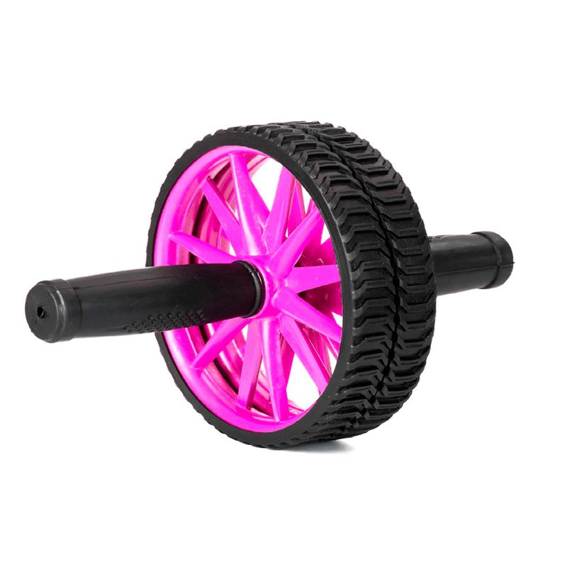 Roda Abdominal Dupla para Emagrecimento Preto Rosa - Diamond Fit