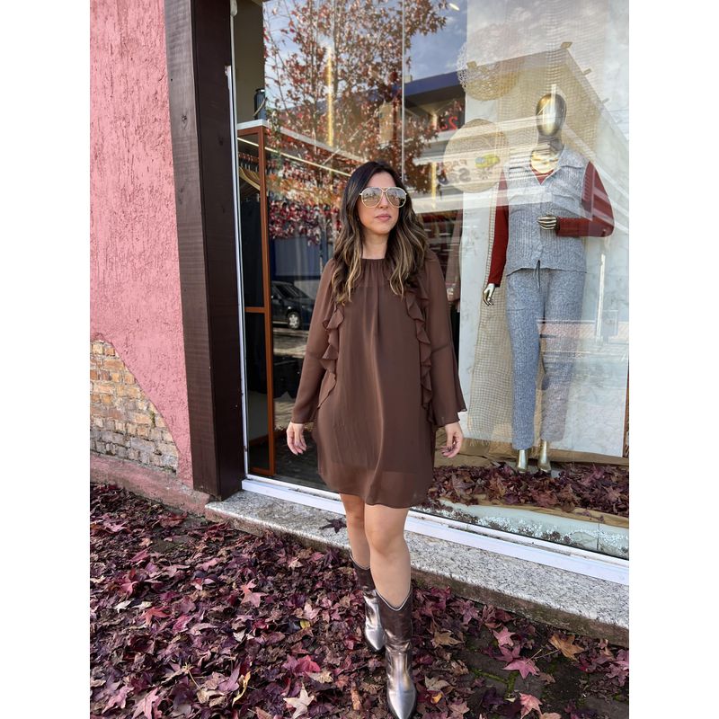 VESTIDO LOREDANA MARROM