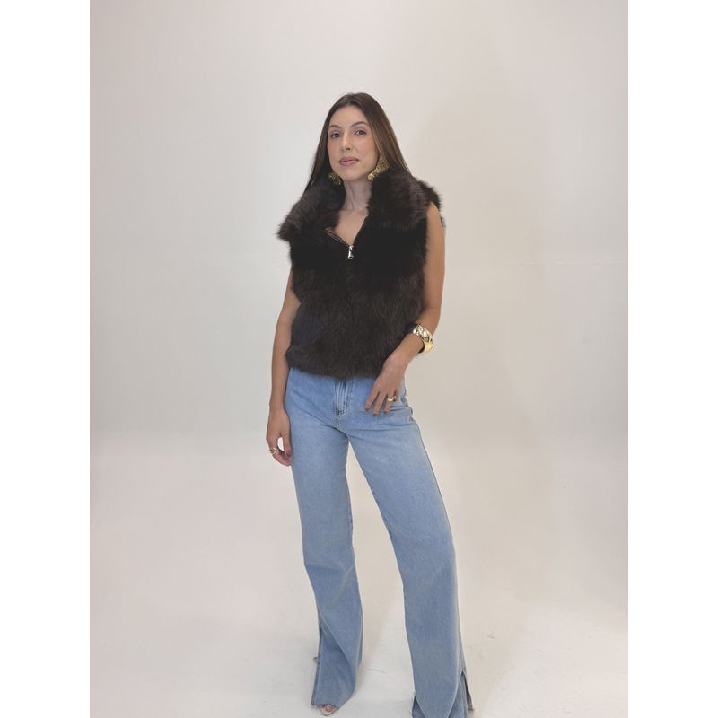 COLETE DE PELO MAJU MARROM