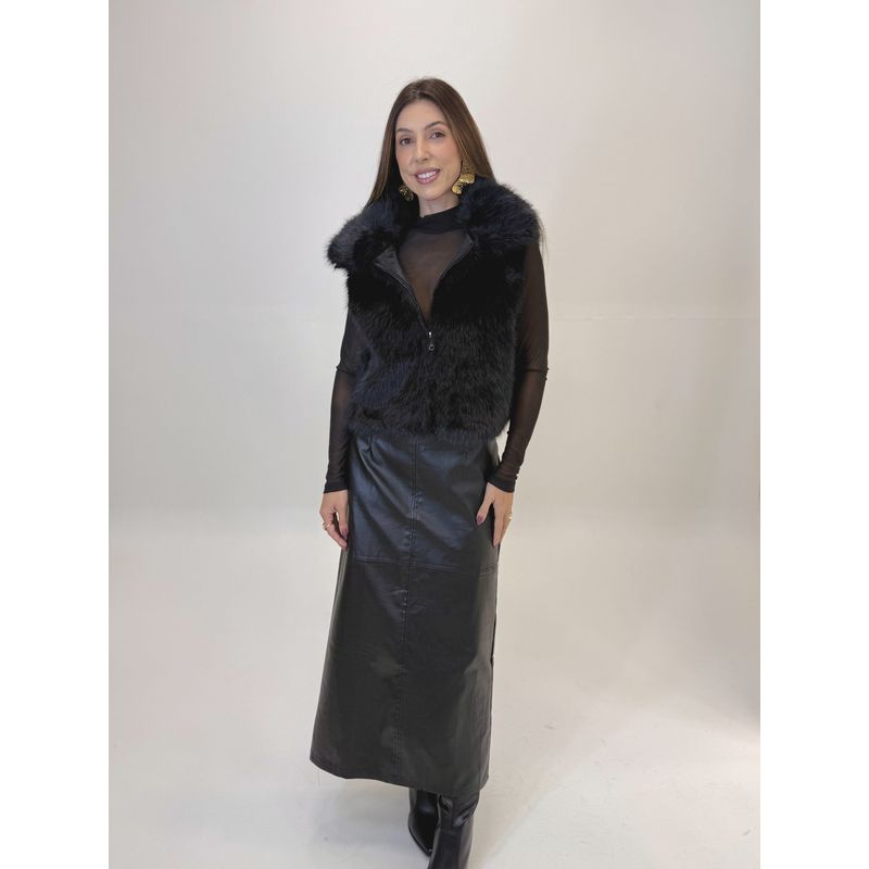 COLETE DE PELO MAJU PRETO 