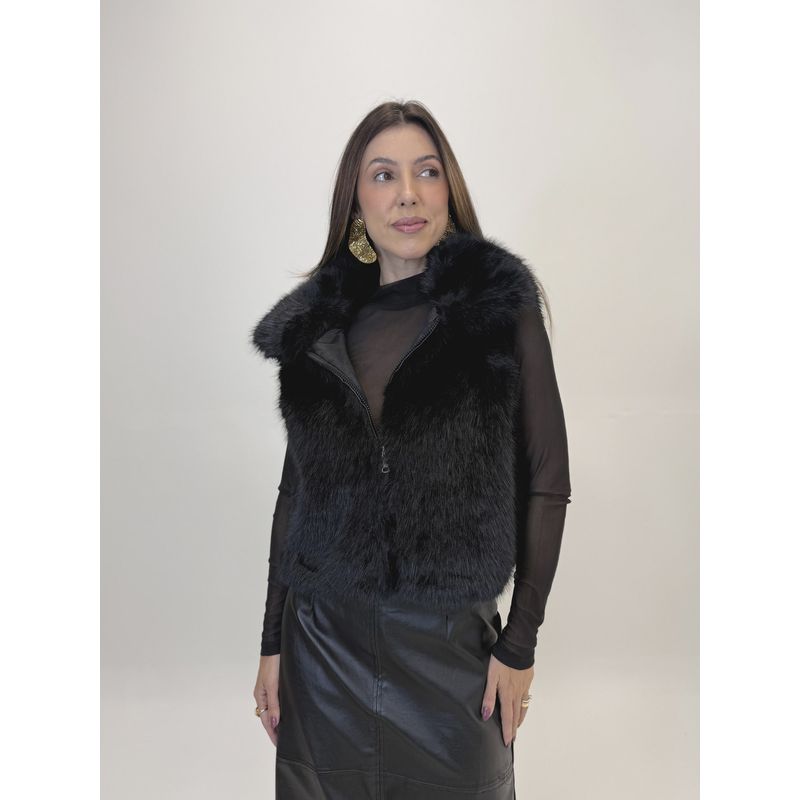 COLETE DE PELO MAJU PRETO 