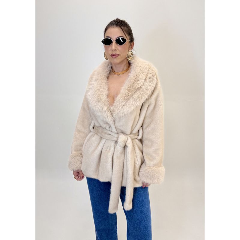 CASACO DE PELO LIRIA BEGE 