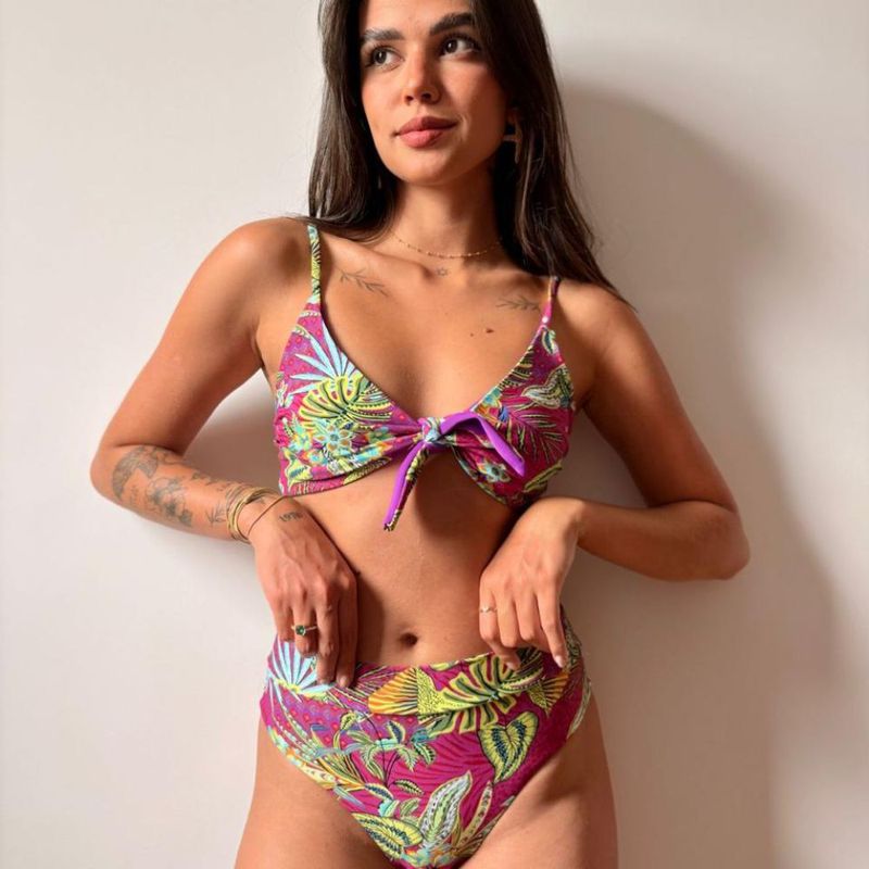 Conjunto Biquini Leia folhagens uvas - 20572553 - Ella Moda Praia