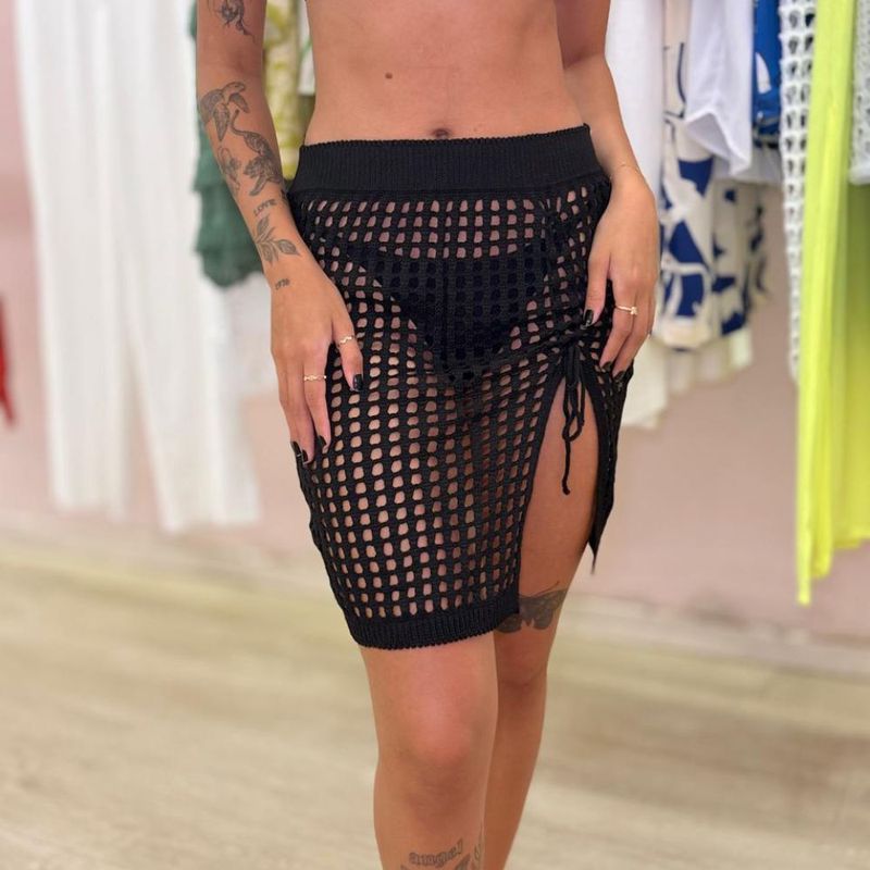 SAIA TRICO PRETA - 021548 - Ella Moda Praia