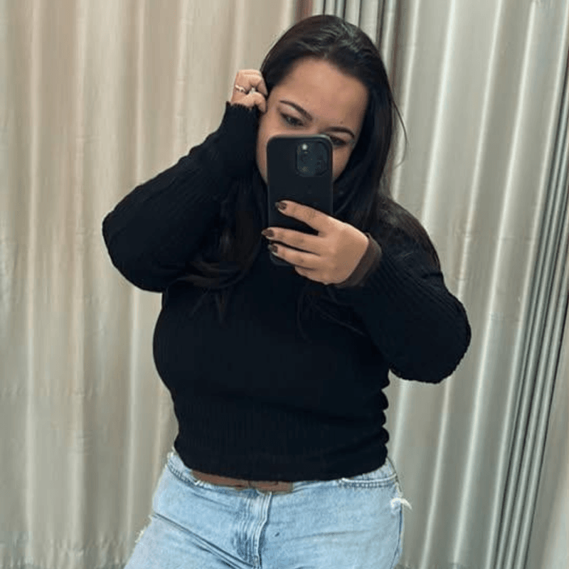 blusa de frio trico preta - Ella Moda Praia