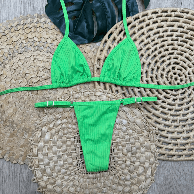 conjunto fita ella bronze verde neon - Ella Moda Praia