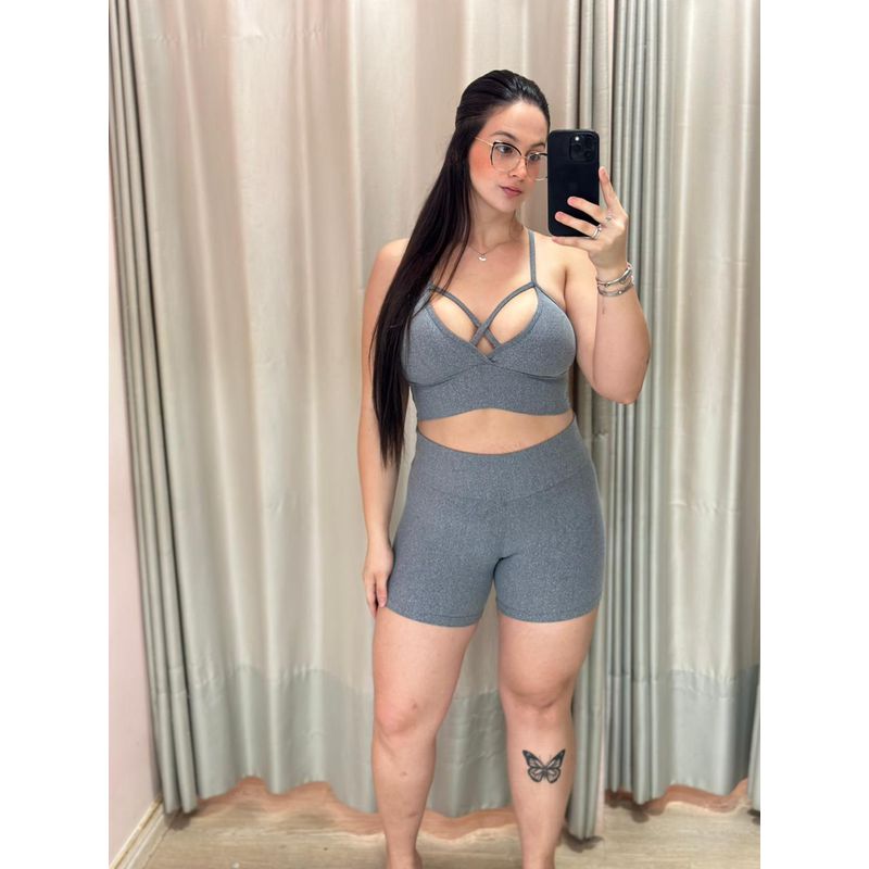 Conjunto Fitness Cinza - 2040203923889 - Ella Moda Praia