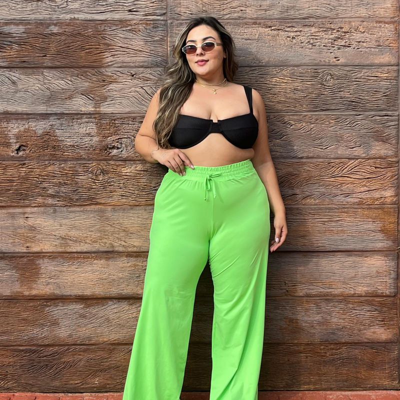 Calça Pantalona Verde - 160802 - Ella Moda Praia