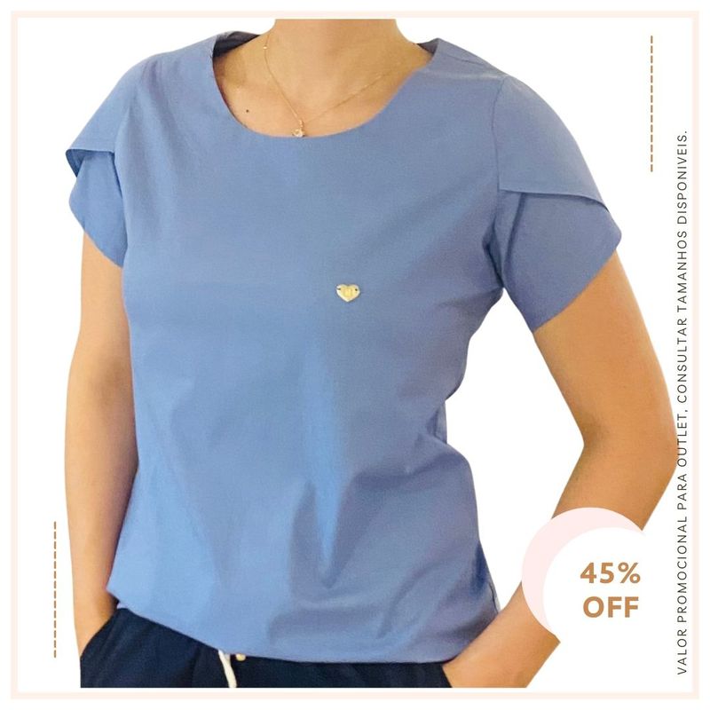  Scrub feminino Trendy de Tricoline – Azul Vintage