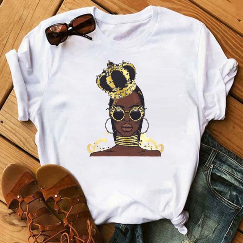 Camiseta Menina Rainha Negra Óculos - Estilo Afro