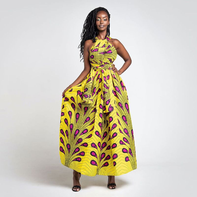 Vestido Longo Africano Ankara Amarelo - Estilo Afro