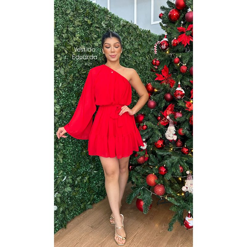 Vestido Eduarda vermelho ferrari