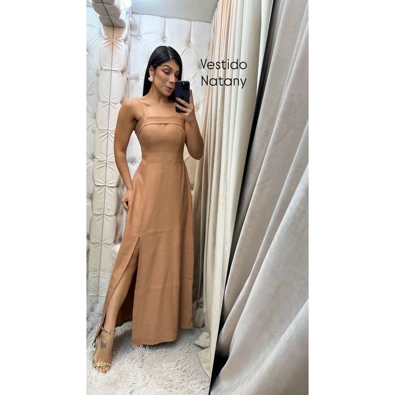 Vestido Natany bege