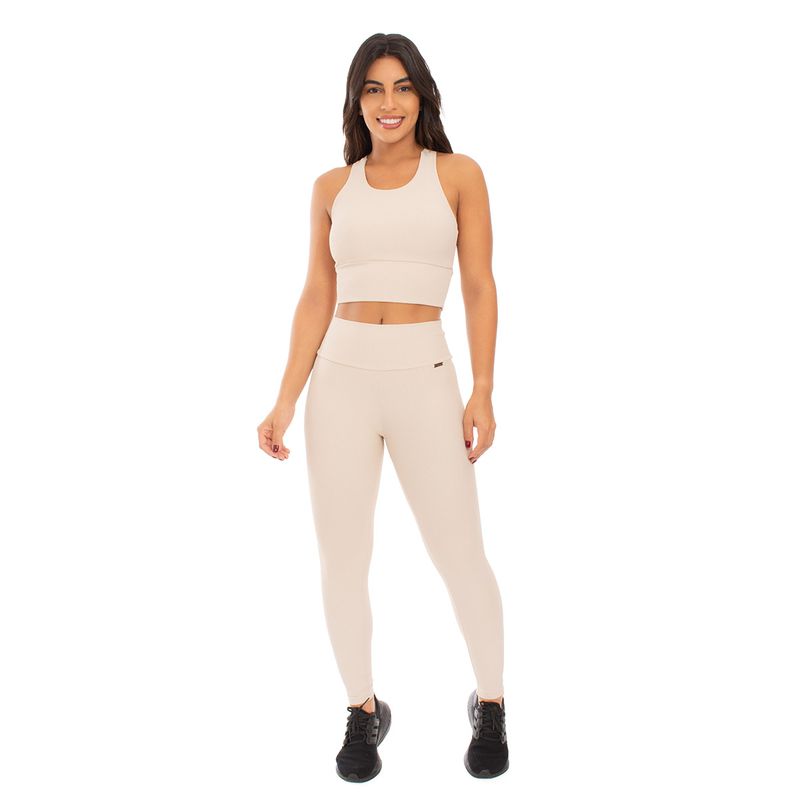 Conjunto Top Cropped e Calça Intense - Areia
