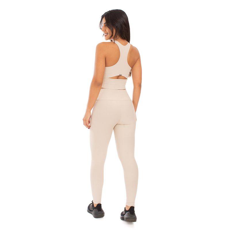 Conjunto Top Cropped e Calça Intense - Areia