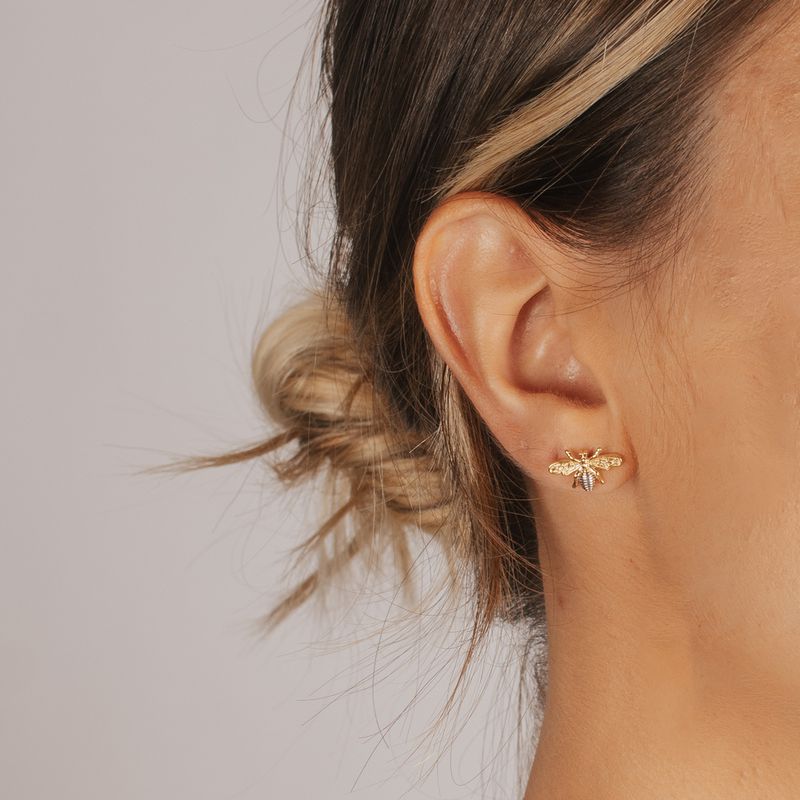 Brinco Bee- banho ouro 18k
