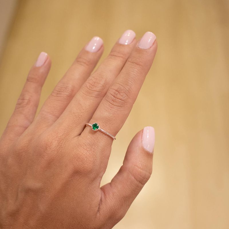 Anel Esmeralda- banho prata