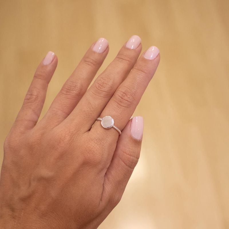 Anel Medalha Personalizada- banho prata