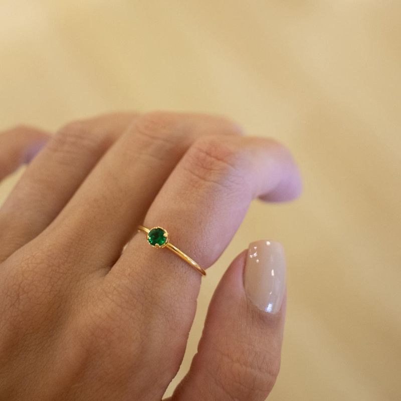 Anel Esmeralda- banho ouro 18k