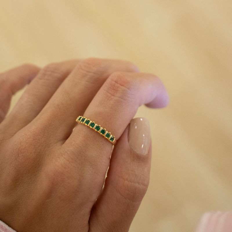 Anel Aparador Esmeralda- banho ouro 18k