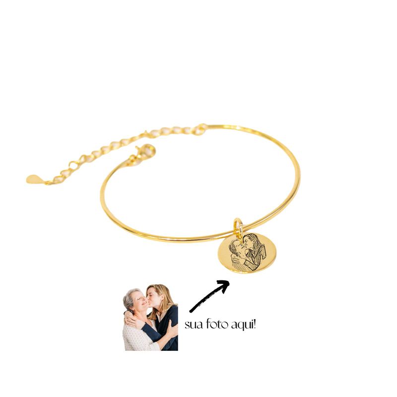 Bracelete Ajustável Medalha P - banho ouro 18k (leia a descrição)