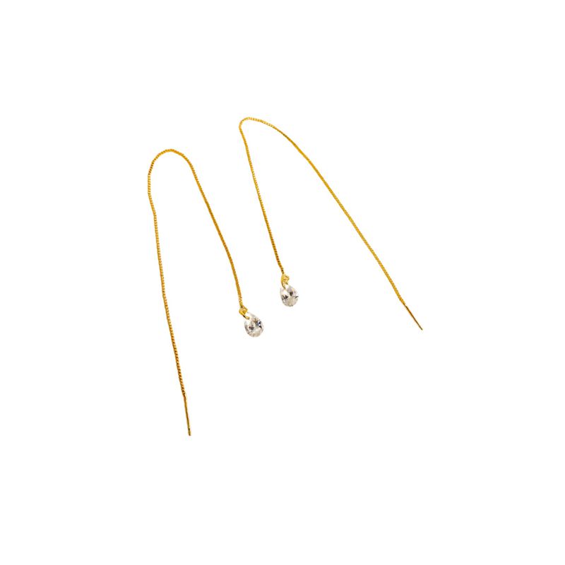 Brinco Fio Zircônia- banho ouro 18k