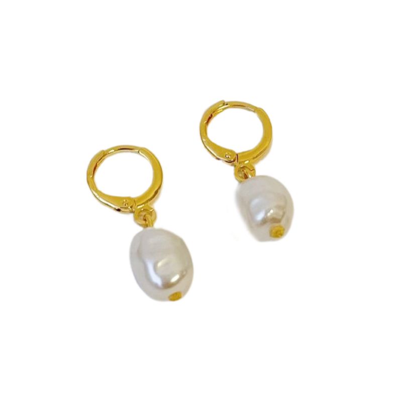 Argola Pérola Barroca- banho de ouro 18k