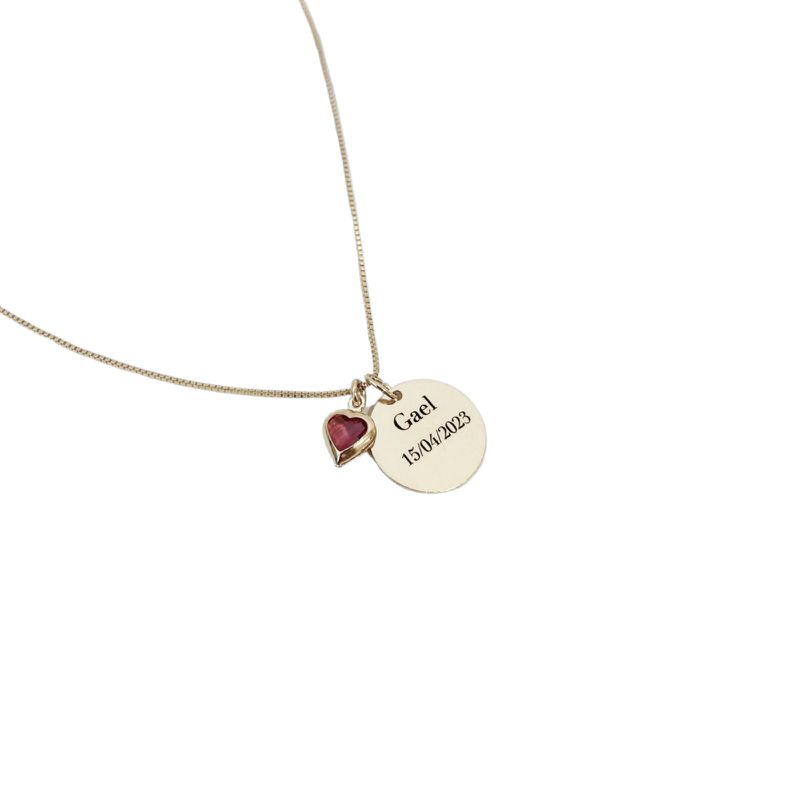 Colar Medalha P + Coração- banho prata (leia a descrição)