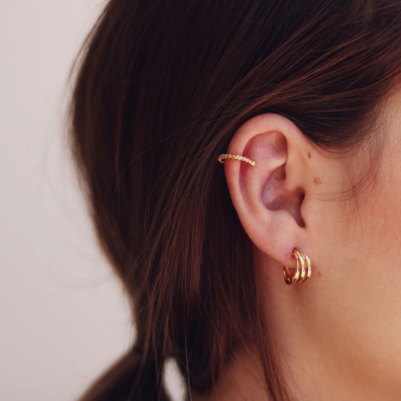 Argola Três Aros- banho ouro 18k